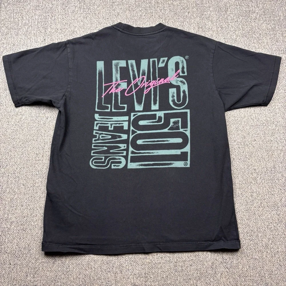 Levi's 501 Vintage On The Fly‎ Graphic T-Shirt Black Men's Size Small